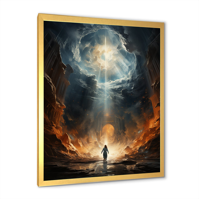 «Ascension Radiance Christianism Landscape», impression sur toile, Cadre doré simple, H 32 po x l 24 po x P 1 po