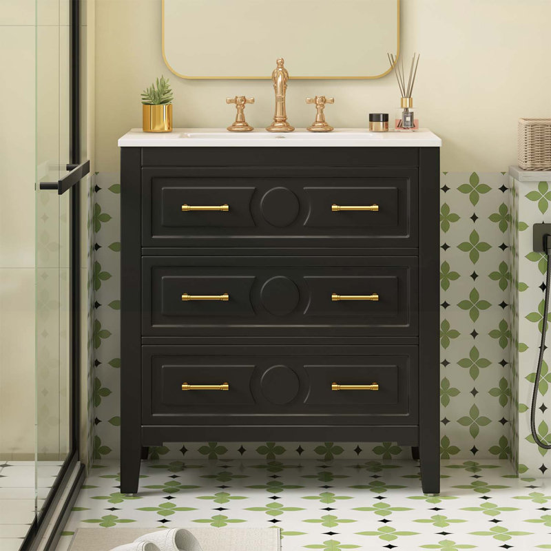 30'' Bathroom Vanity with Sink Combo, Black
