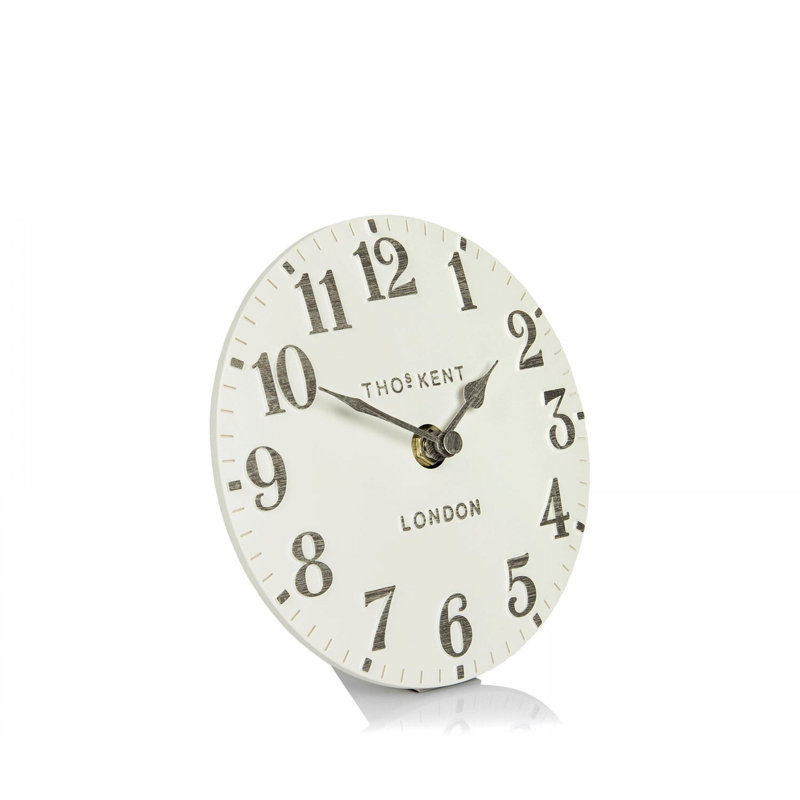 Modern & Contemporary Analogue Quartz Movement / Crystal Tabletop Clock, Limestone White