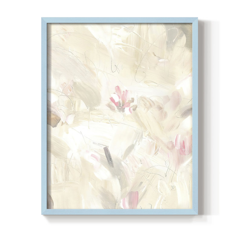Soft Abstraction II Framed Print - Solid Wood, 10" H x 8" W, Blue
