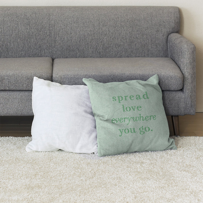 Coussin de sol à motif d’amour spread, H 28 po x l 28 po, Vert