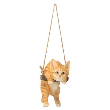 Design Toscano Orange Tabby Kitty On A Perch Hanging Cat Sculpture