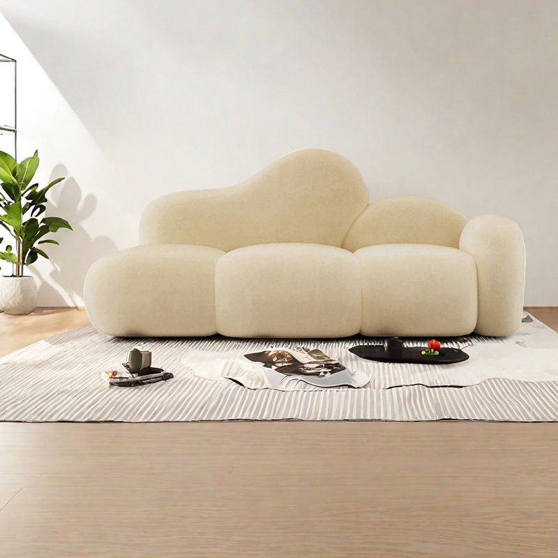 Chaise longue en flanelle au design unique, Orienté à droite, Beige