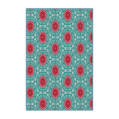 Tissé à la machine à partir de laine et de polyester vert/rouge Tapis décoratif