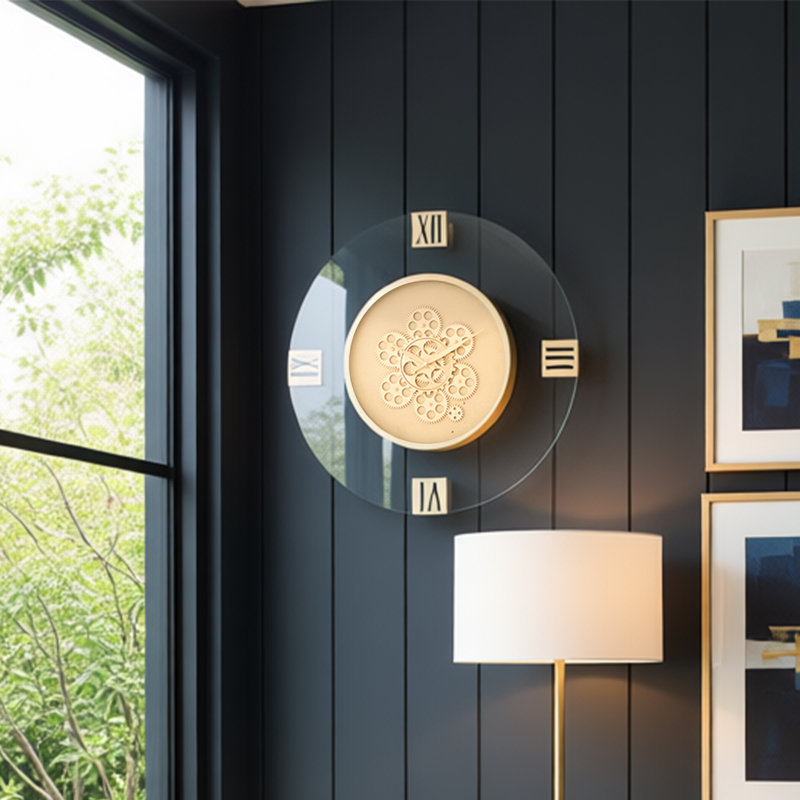 24" Circle Gold Acrylic Analog Wall Clock