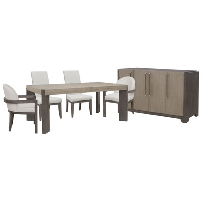 Table de salle à manger à pieds Inzillo avec 2 chaises d'appoint rembourrées, 2 chaises d'appoint et buffet