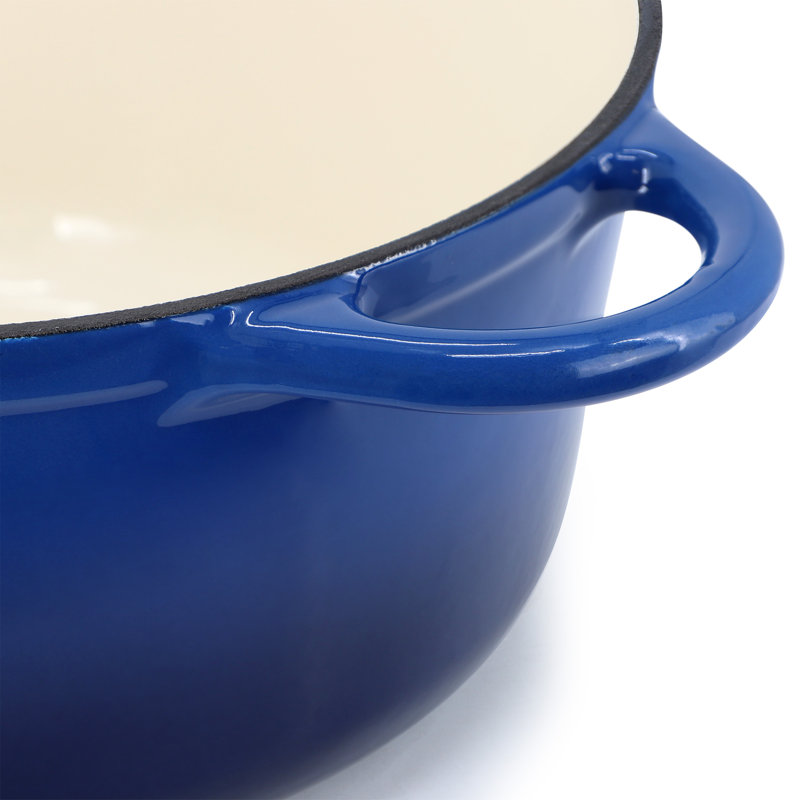Cocotte en fonte émaillée ronde avec couvercle autoportant de 6,35 pintes MegaChef, Bleu très foncé