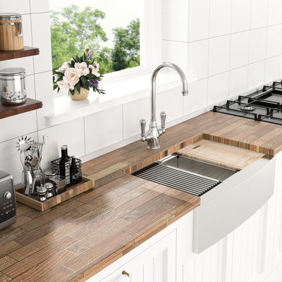 30X21x9 Inch Kitchen Sink Stainless Steel - Sound Proof Feature For Peaceful Cooking Look With Drain Assembly & Drying Rack