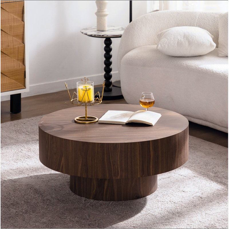 Table basse ronde en bois de 30,51 pouces pour table de salon noyer convenant à la chambre à coucher, au salon et au bureau