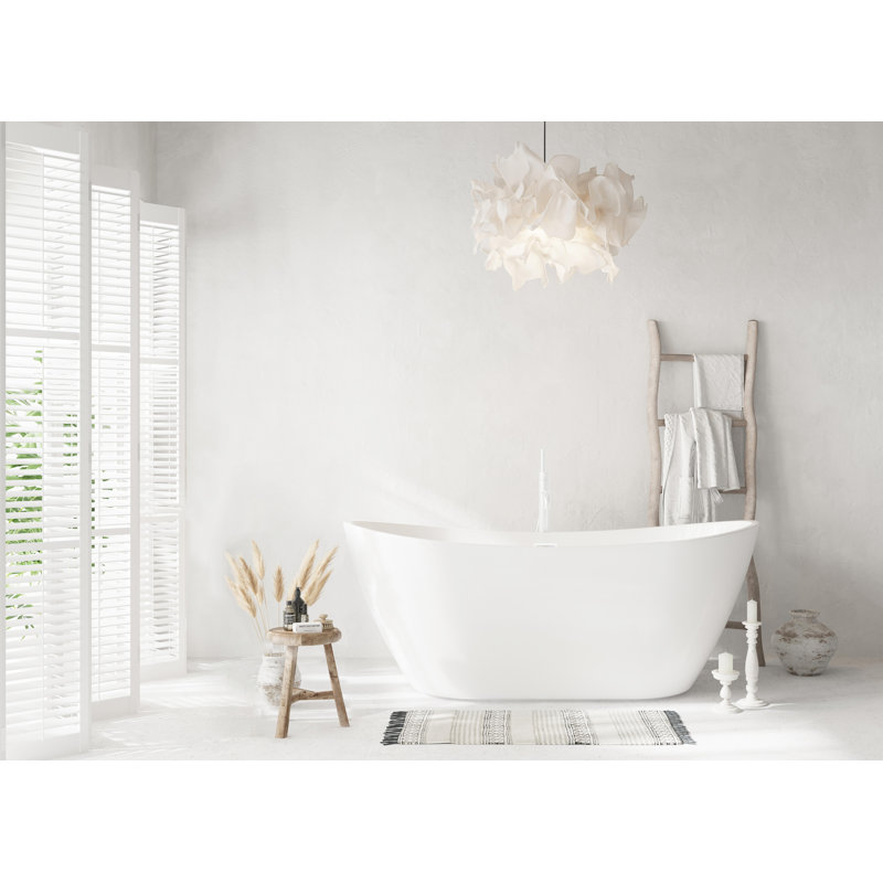 Baignoire de trempage autoportante Dezra, Blanc poli