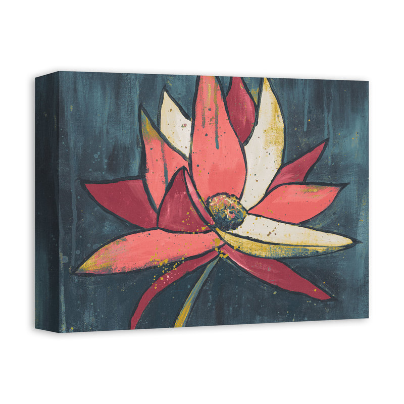 Impression de lotus rose sur toile, H 11 po x l 14 po x P 1,25 po