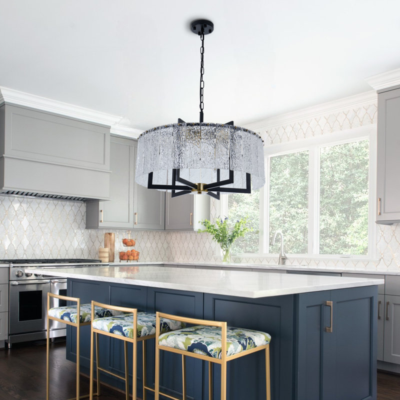 6-light Dimmable Drum Crystal Chandelier