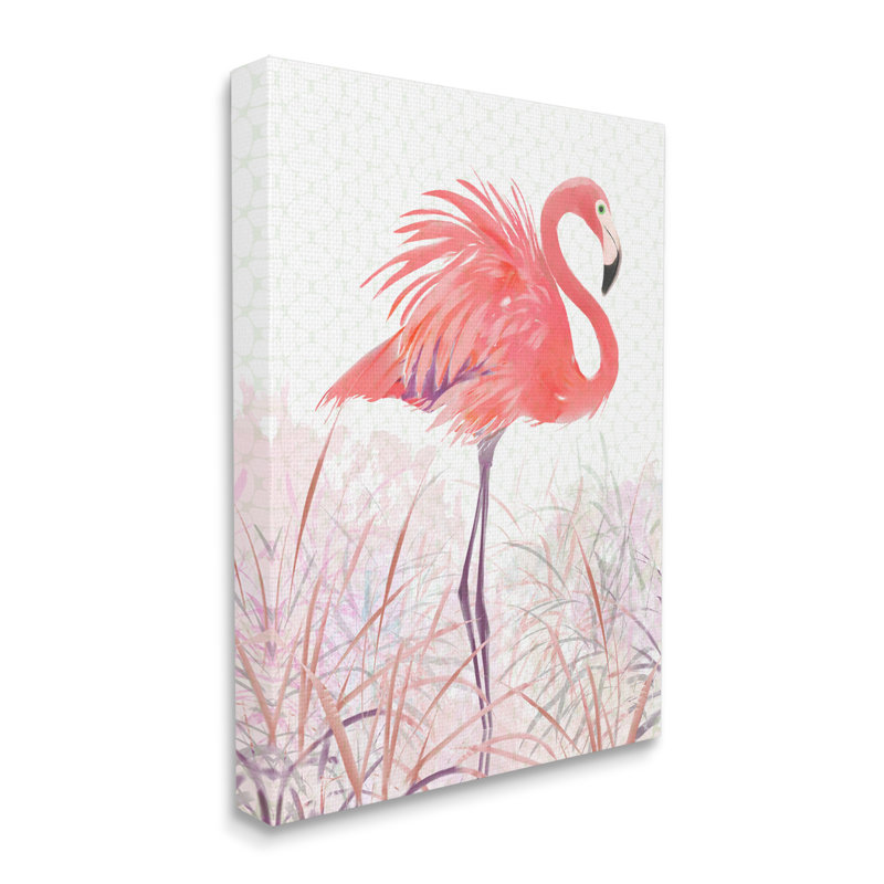 «Flamingo Bird Tropical Grases» par Pip Wilson, impression sur toile tendue, H 30 po x l 24 po x P 1,5 po