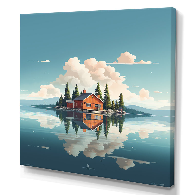 «Scenic Lake House Tranquility», reproduction sur toile, Toile tendue, H 30 po x l 30 po x P 1 po