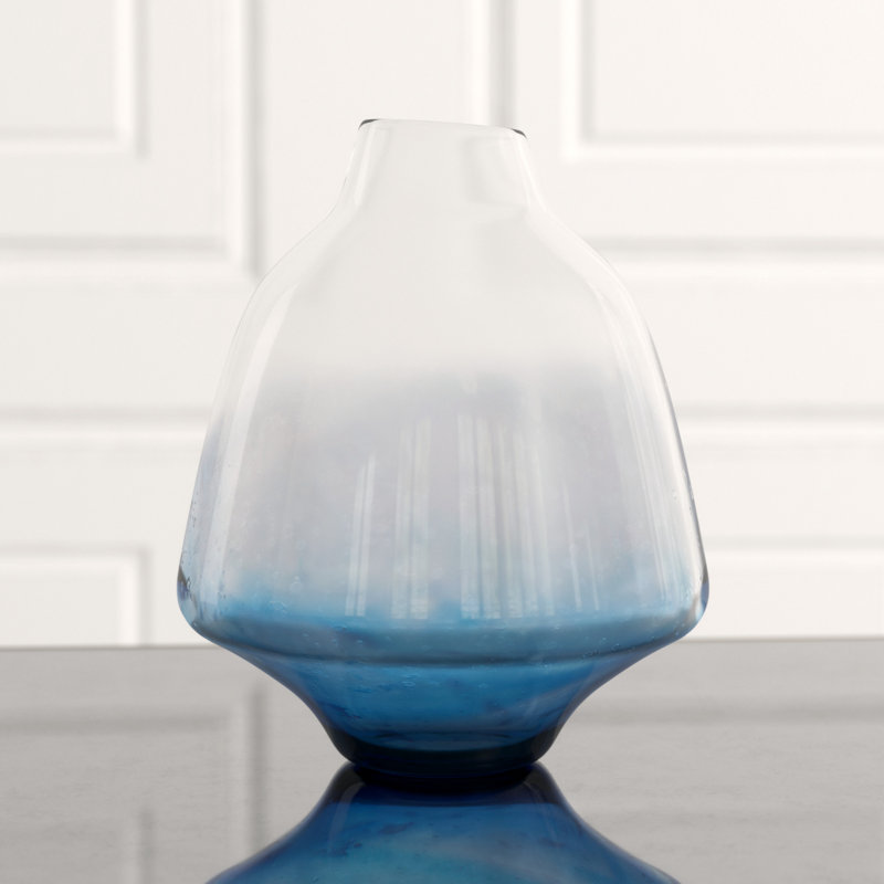 Water Dance Glass Table Vase, 10" H x 8.25" W x 8.25" D