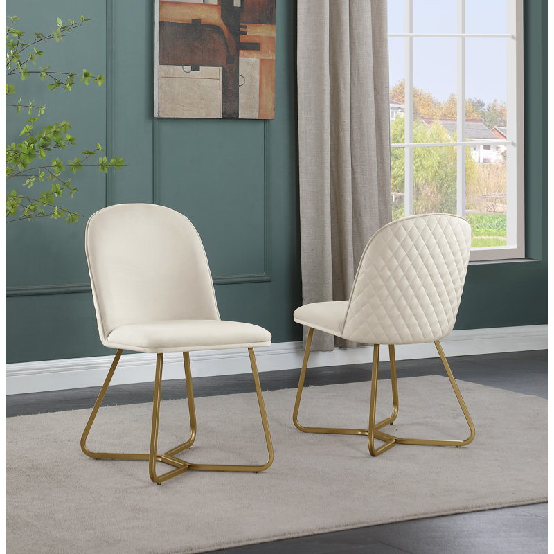 Chaise d'appoint en velours Jaquai, Crème