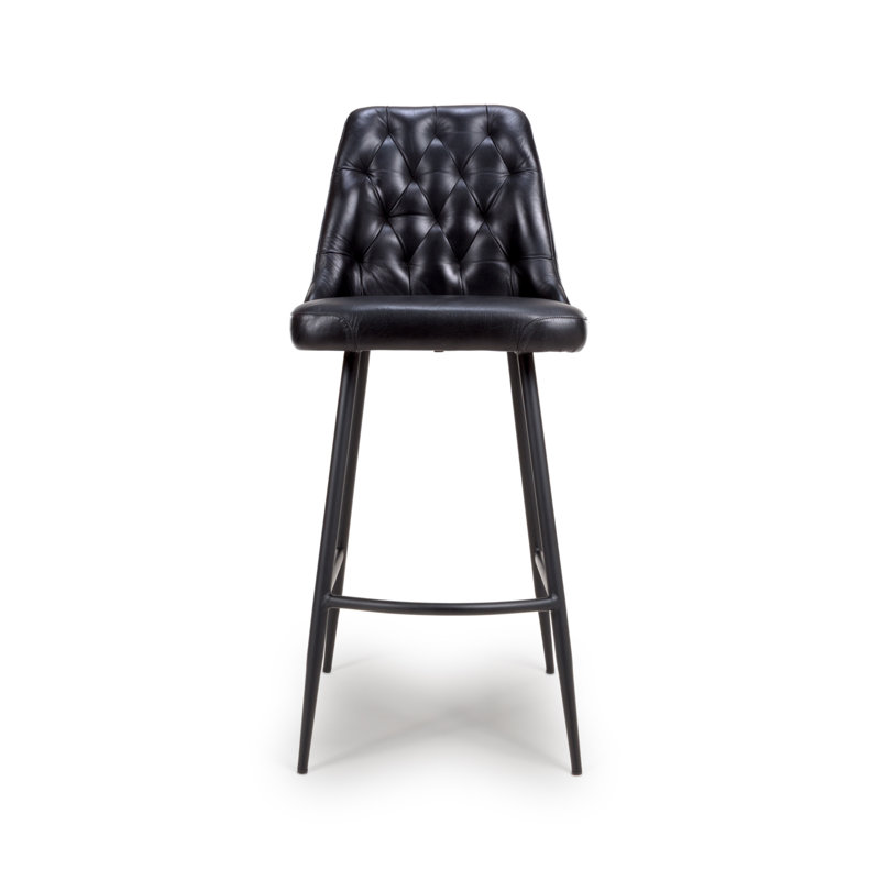 Ronja Upholstered Counter Stool with Metal Frame, Black