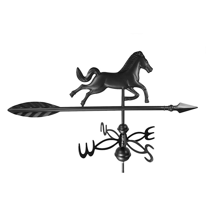 Girouette cheval avec toit, H 24 po x l 14 po x P 30 po, Noir