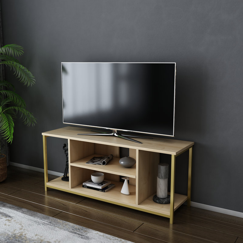 Meuble télé pour téléviseur de 50 po ou moins Rina, Doré / chêne
