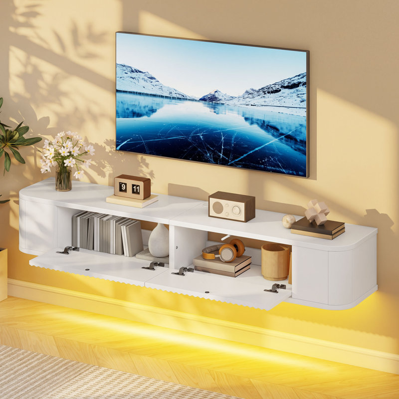 Wall Muonted TV Stand, 20cm H x 140cm L x 20cm W, White