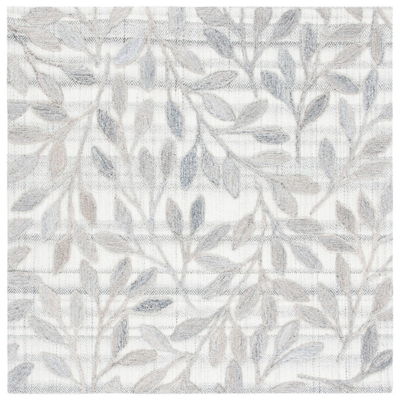 Tapis floral touffeté à la main Esmantas, Carré 6 pi
