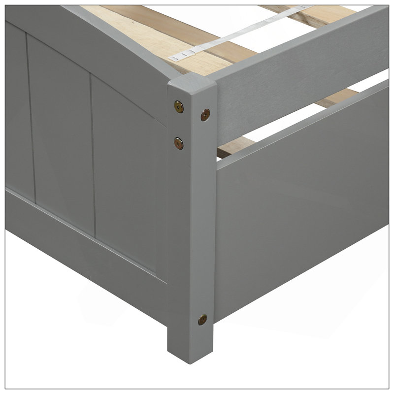 Lit plateforme simple avec lit gigogne, gris