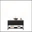 Meuble-lavabo autoportant avec 3 portes, tablette ouverte, lavabo en céramique noire et comptoir blanc de Carrare, durable et élégant-128993085