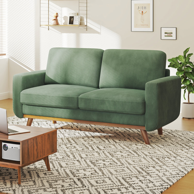 Parklawn 2 Seater Corduroy Sofa, Walnut, Green