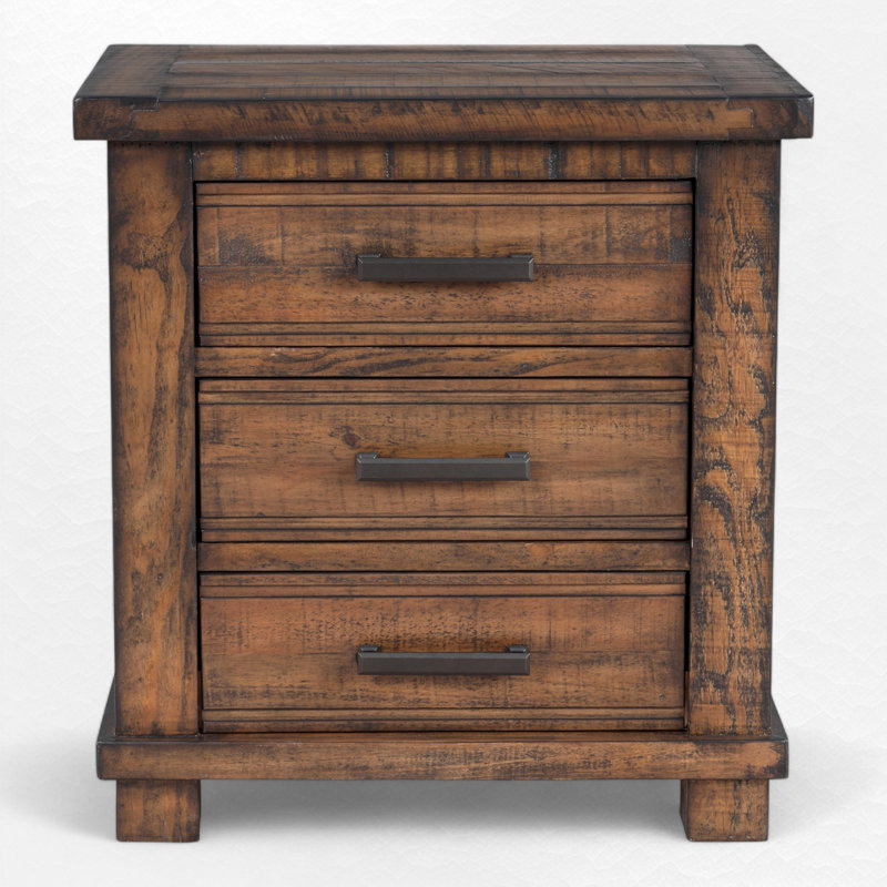 Pierz 3 - Drawer Nightstand, Rustic Brown, Individual