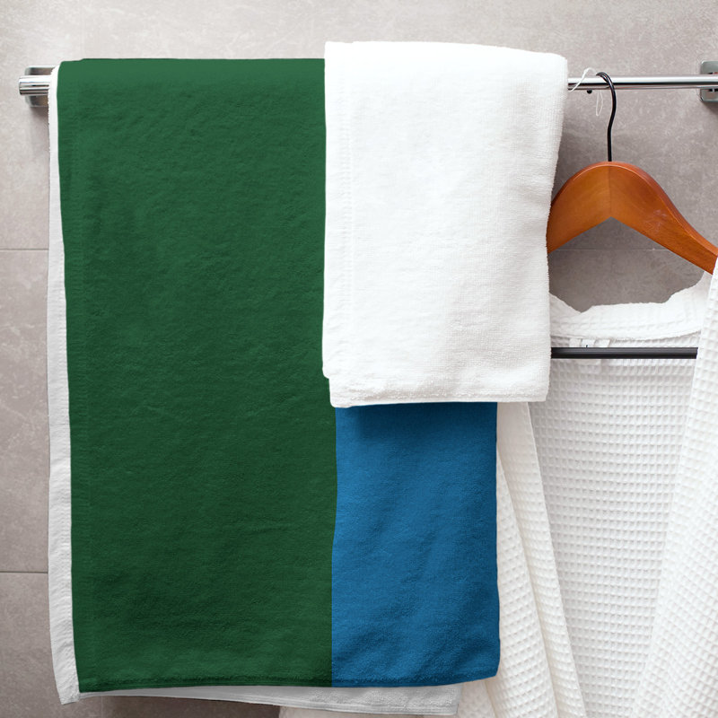 Cotton Blend Lightweight Bath Towel, Green/Blue/Black