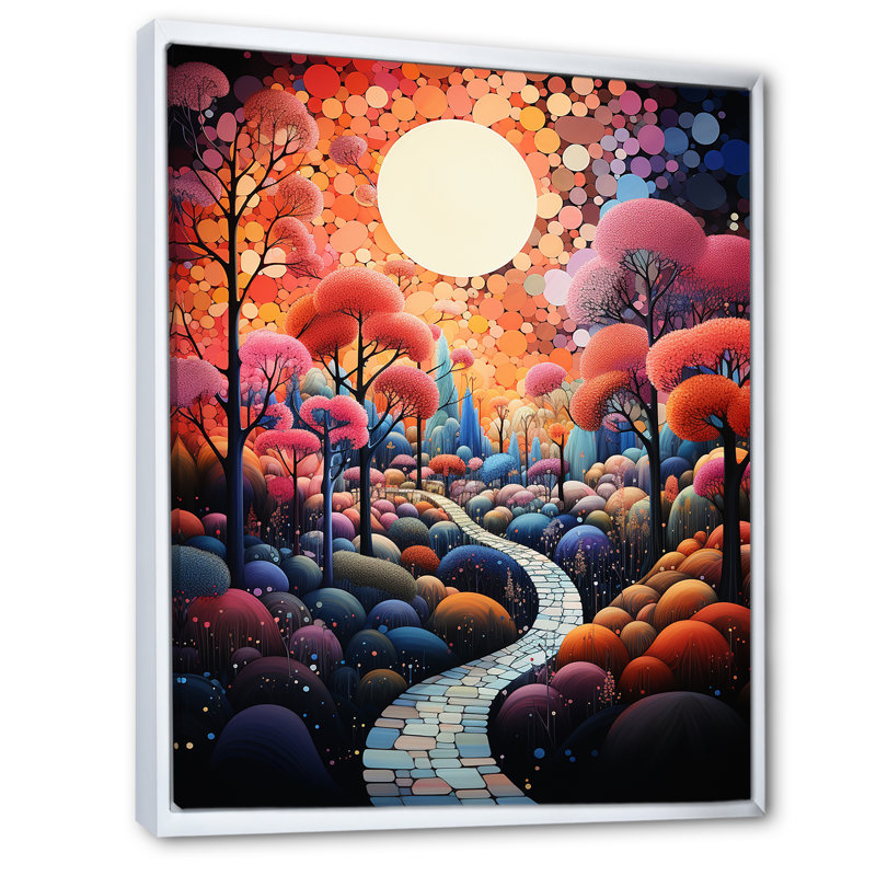 «Lulmir River Whimsical Thorugh Forest Landscape IV», reproduction, H 32 po x l 24 po x P 1 po, Cadre flottant blanc