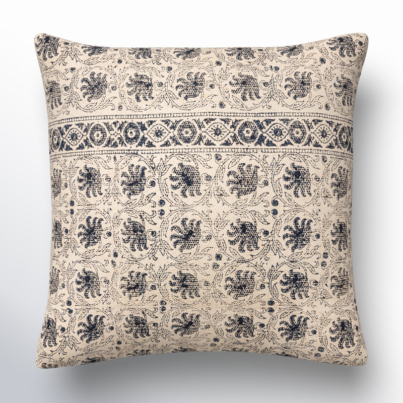 Sabra Floral Cotton Reversible Pillow Cover, 22" x 22"