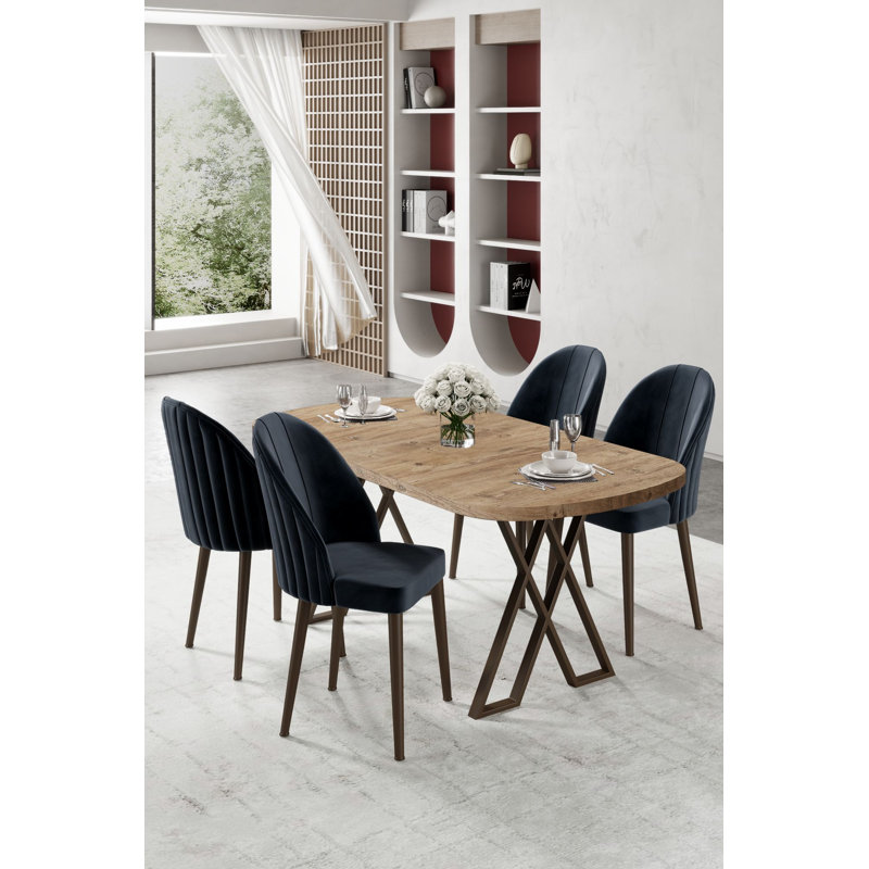 Ensemble de table et chaises de salle à manger (5 pièces), Ensemble de cinq pièces : table, quatre chaises, Gris anthracite