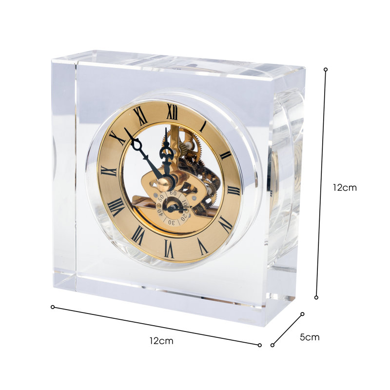 Roman Numeral Glass Mechanical Tabletop Clock