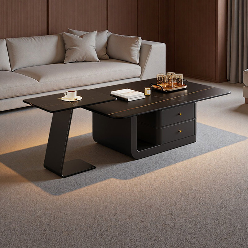 Ensemble de tables basses simples pour petit appartement, H 16,53 po x L 47,24 po x l 23,62 po, Noir et or, Noir
