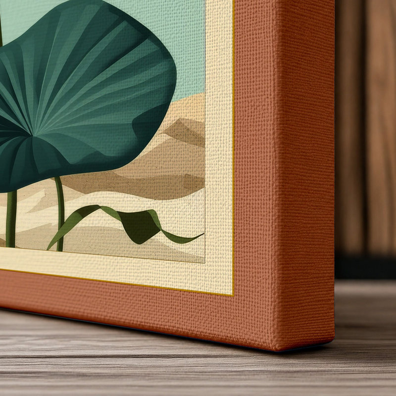 Water Lily Study Botanical - Wrapped Canvas, 36x24 - 91.4 x 61.0 cm, Terracotta Border