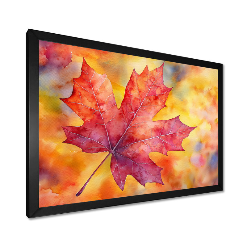 Automne, feuille d'érable I - feuilles, art mural, Reproduction encadrée d'une seule photo, H 30 po x l 40 po, Noir
