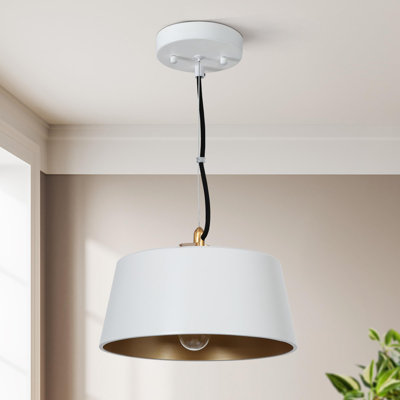 Suspension moderne en métal de 27 cm (10,6 po) à intensité variable avec intérieur doré, 1 lumière