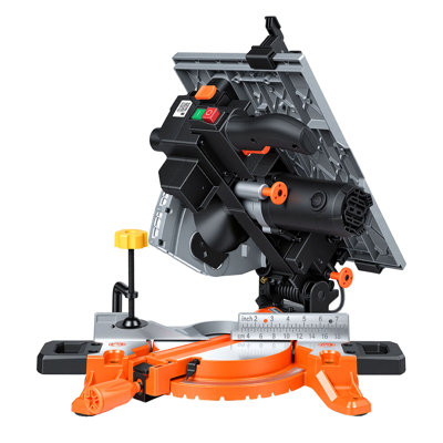 Compound Miter Saw, 8-1/4 inch Blade, 2-in-1 Miter/Table Saw, with Precision Laser Alignment, Adjustable Angles, 4800 RPM, with Splash Guard, for Cutting Wood, Metals, Laminates, and Plastic