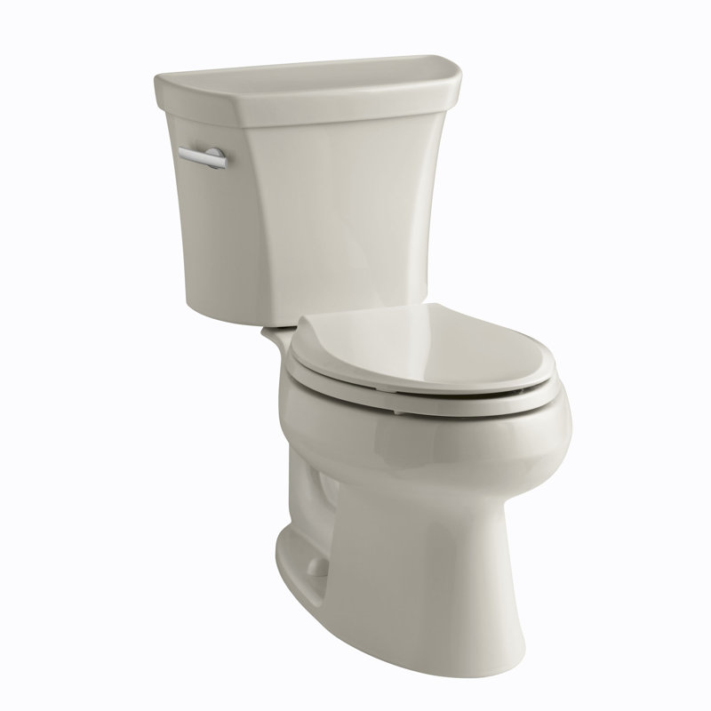 Toilette allongée deux pièces Wellworth 1,28 GPF (siège non inclus), Banc de sable, Côté gauche