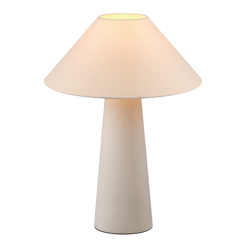 Lampe de table en céramique 18 po Novogratz X Globe, crème mat, abat-jour en tissu effilé blanc cassé, interrupteur à bascule en ligne, cordon transparent de 5 pi, bureau personnel, bureau, salon