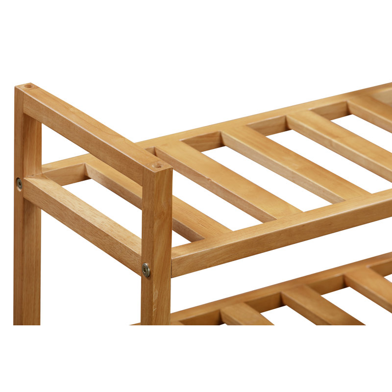 9 Pair Stackable Solid Wood Shoe Rack