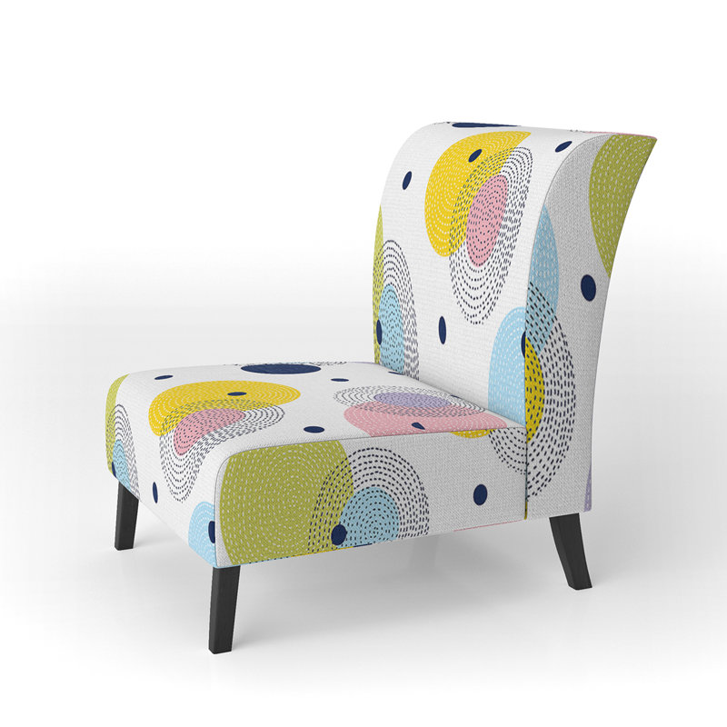 Fauteuil de chambre rembourré multicolore à motif de cercles multicolores