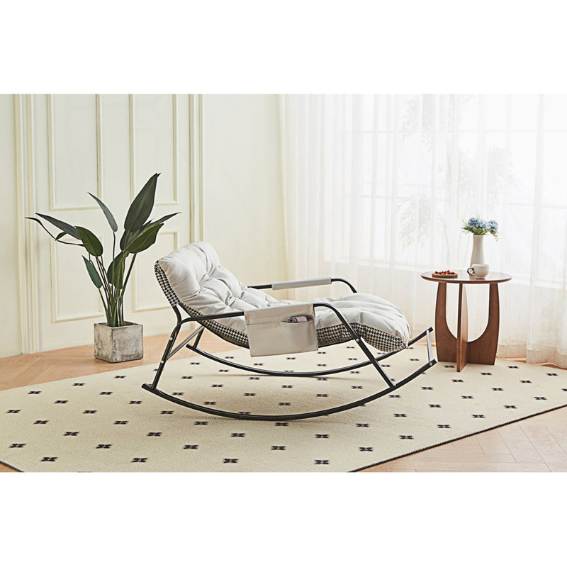 Chaise berçante, fauteuil coulissant rembourré, fauteuil inclinable, Blanc
