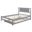 Lit plateforme gris avec couchette réglable en hauteur et structure en bois de pin massif-293611671