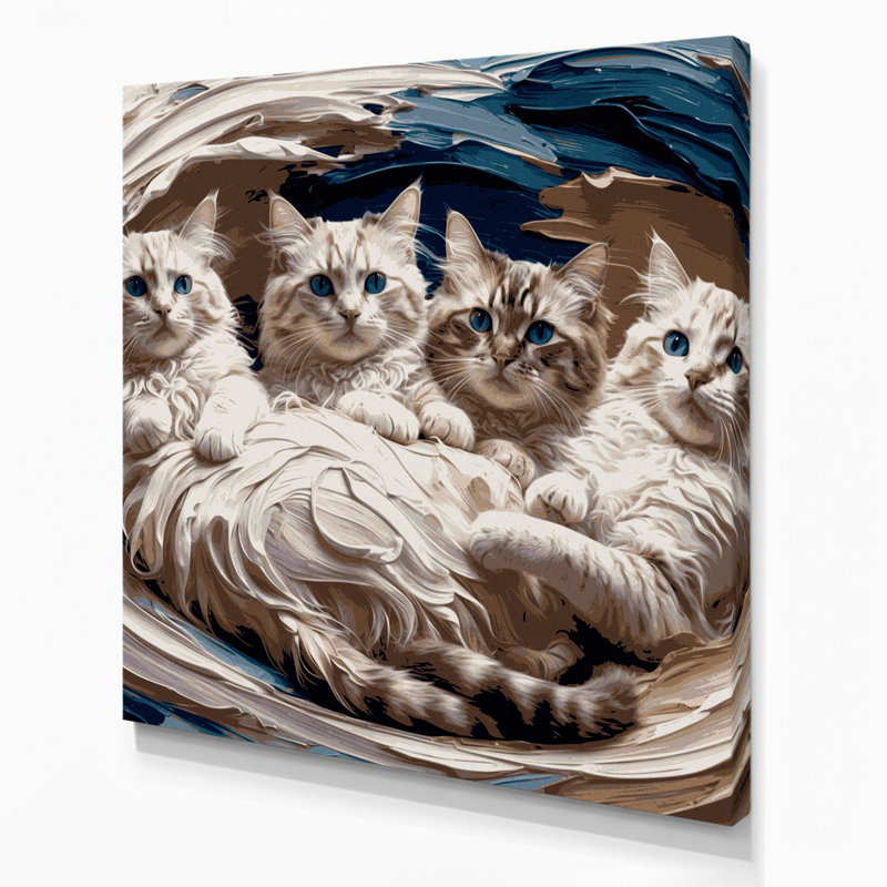 Cats Ragdoll Grey Canvas Wall Art, 8" H x 8" W