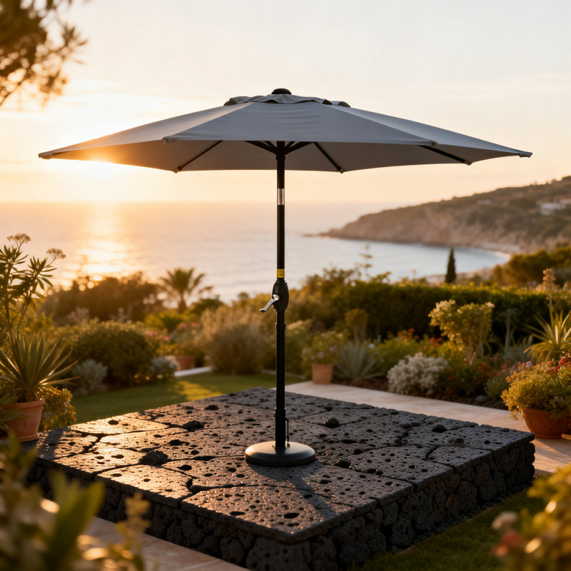 11 pi. Parasol de patio moderne en porte-à-faux, L 90 po x P 90 po, Gris
