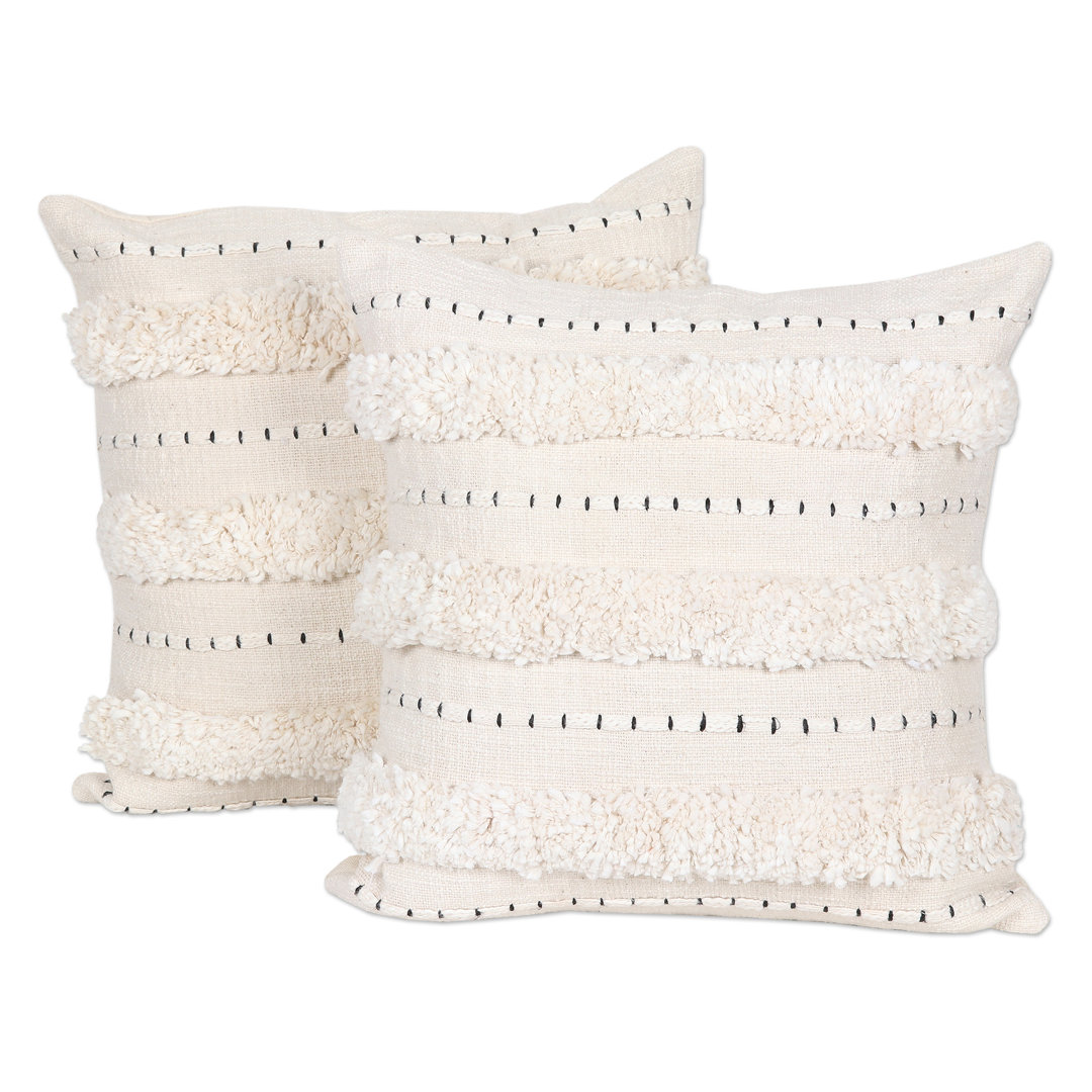  100% Cotton Throw Square Pillow Cover (Set of 2) Novica