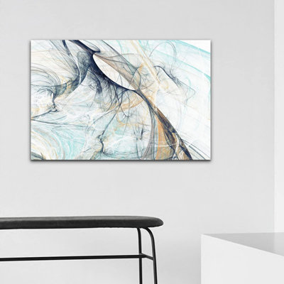 Abstrait, art mural sur toile, lignes bleues, orange et noires 20 x 30 pouces, impression sur toile pour le salon, la chambre, le mur de bureau, prêt à être accroché