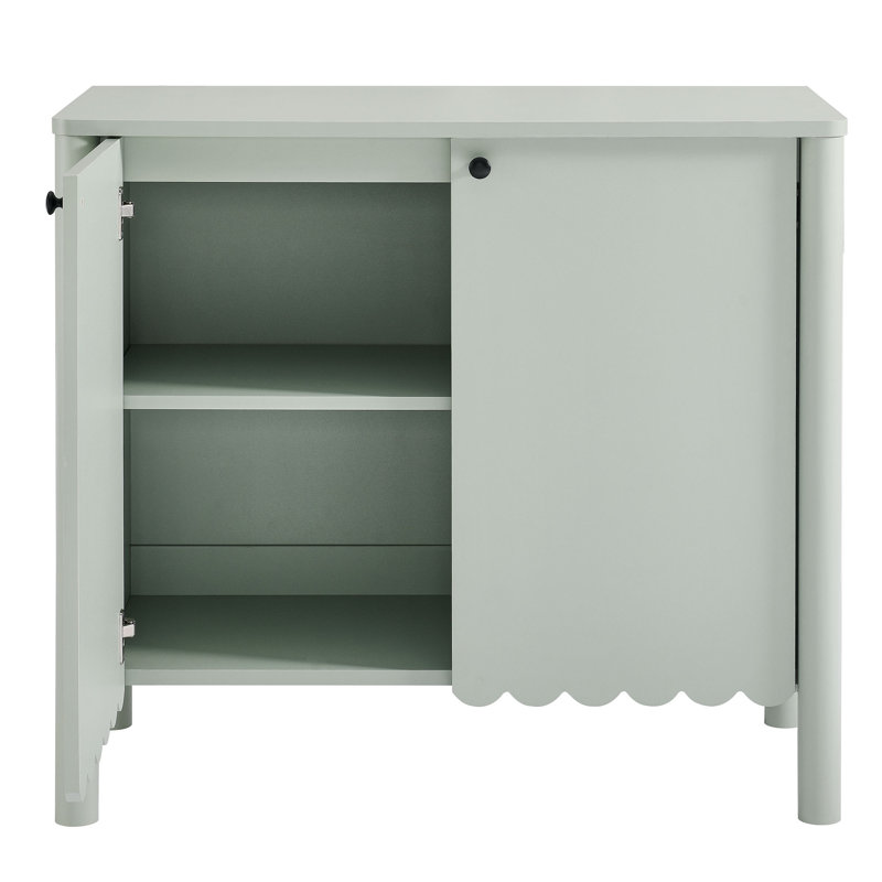 Emmeline 35" 2-Door Scalloped Sideboard Cabinet, Sage